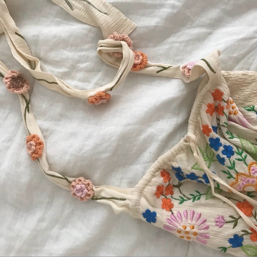 Vintage HTF Bonita Floral Embroidered halter Maxi Dress - Picture 6 of 7